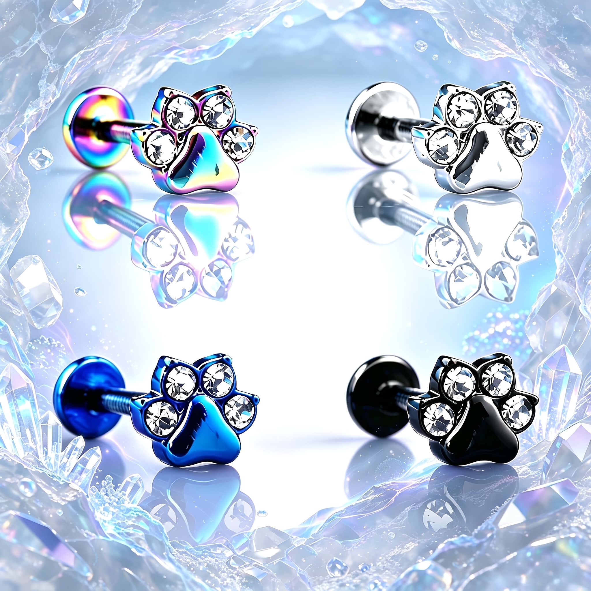 Cat Paw Design Ear Cartilage Stud, Adorable Look